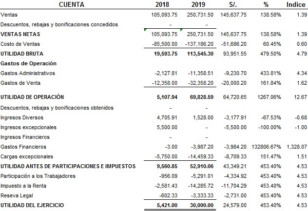 Plantilla Estado de Resultados o Balance General Características y